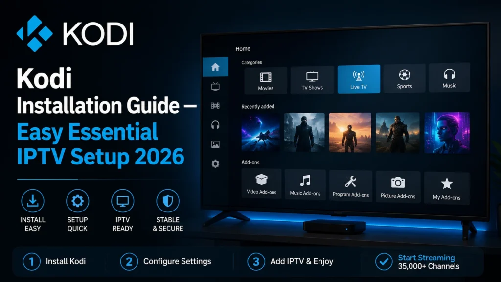 Kodi installation guide 2026 — how to set up Kodi IPTV on any device