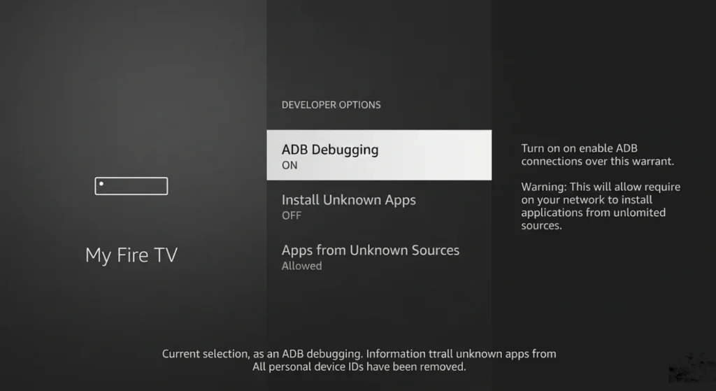 Enable apps from unknown sources on Firestick for IPTV Smarters Pro install
