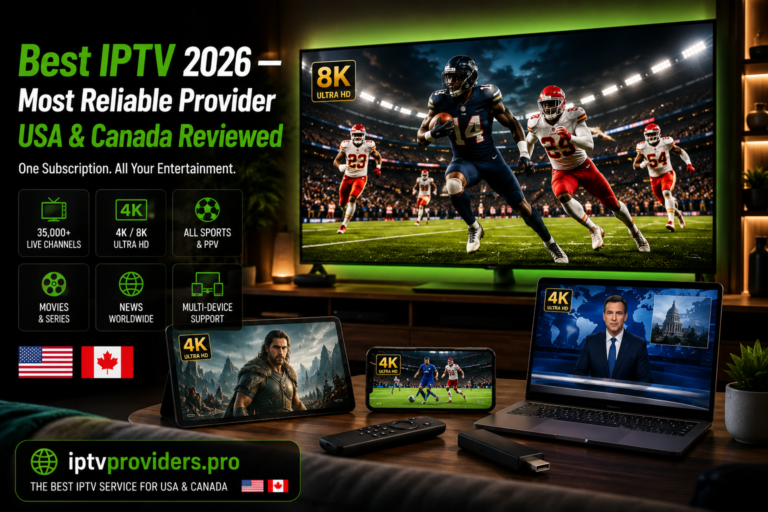 Best IPTV 2026 — multi-device streaming on TV, tablet, phone and laptop — iptvproviders.pro USA Canada